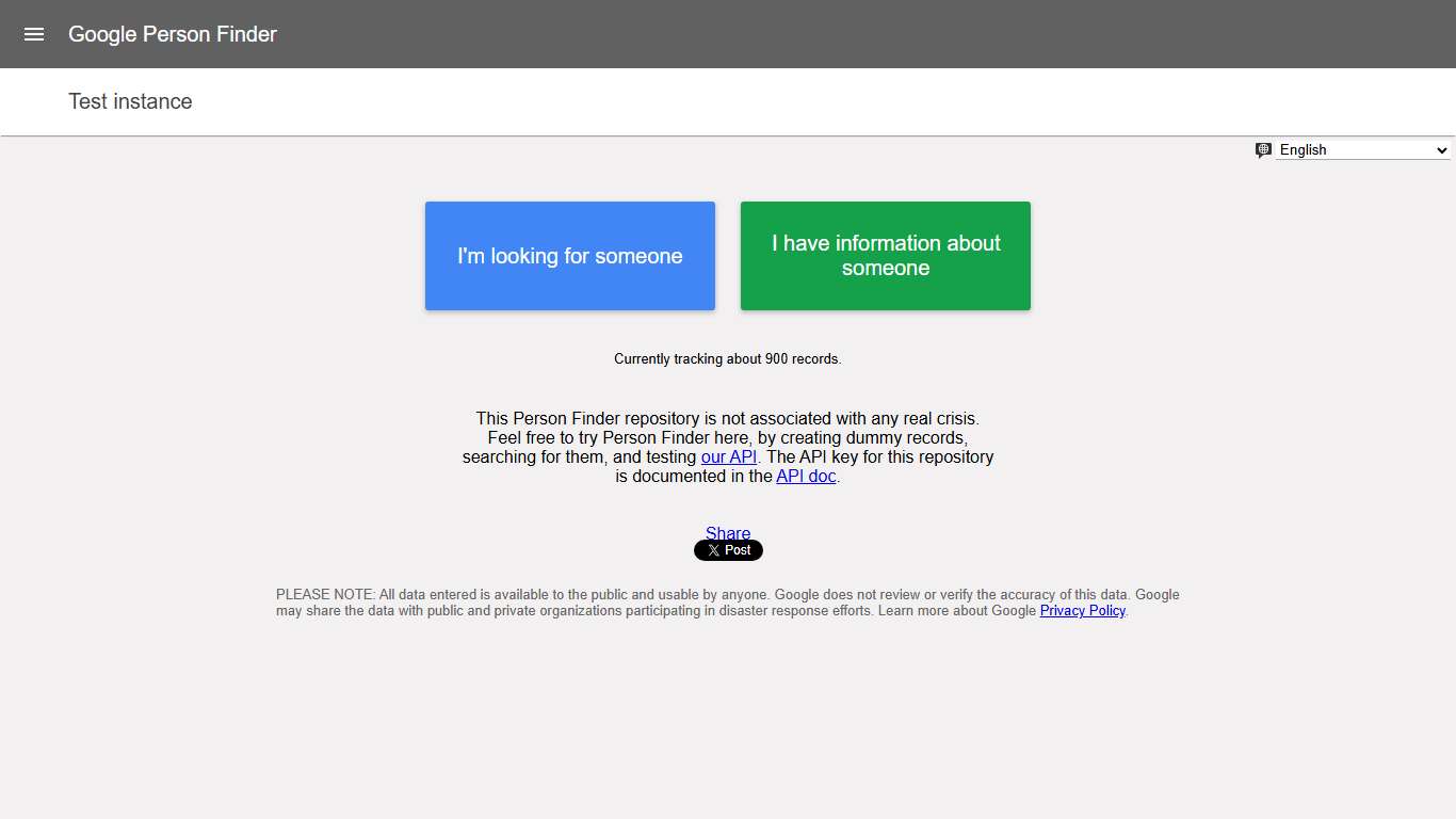 Person Finder: Test instance