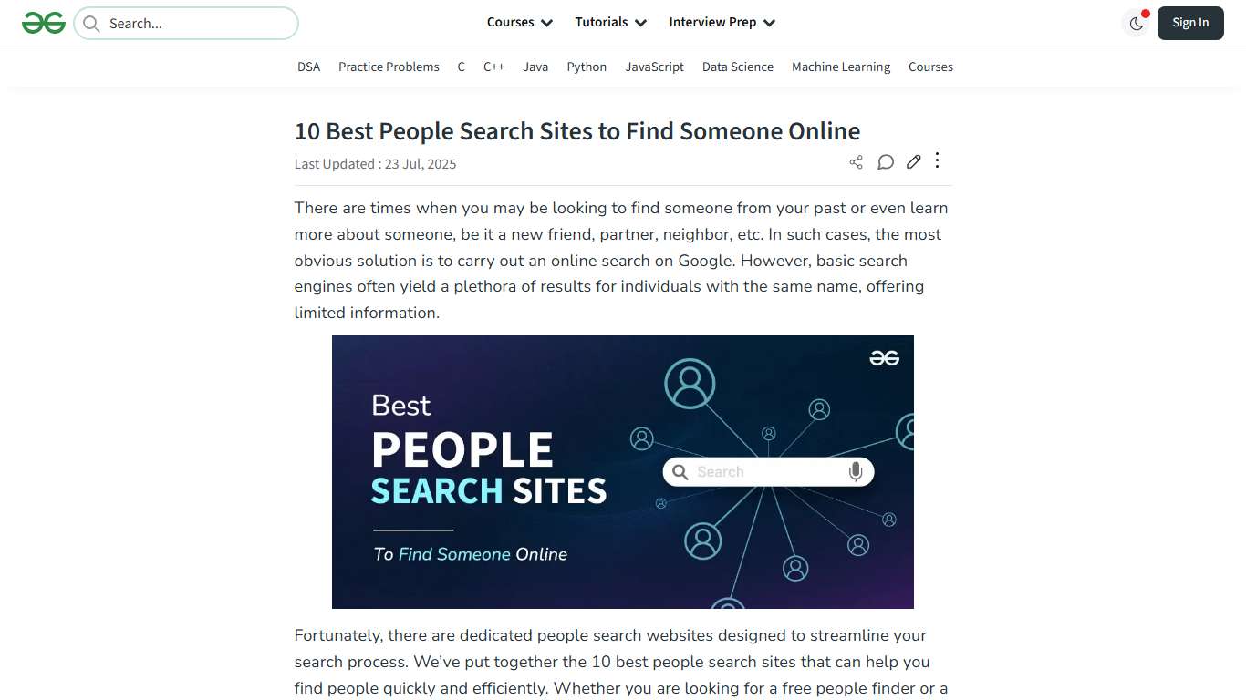10 Best People Search Sites to Find Someone Online - GeeksforGeeks